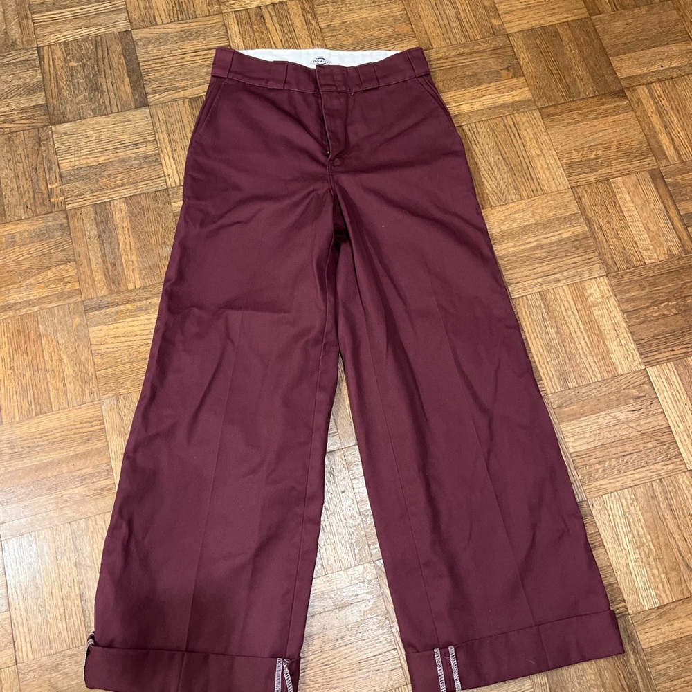 Dickies Women's Wide Leg Pants - Burgundy